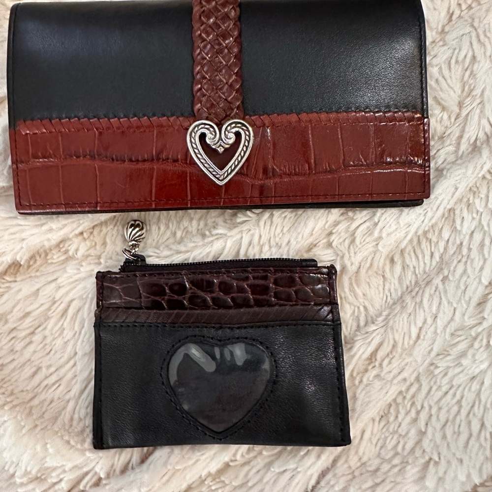 Brighton 🖤 “Dolores” Black Pebble/Brown Croco Embossed Leather 3 piece Set IOB - Picture 10 of 16